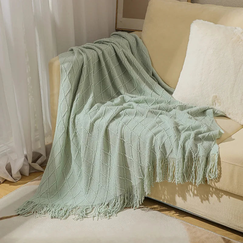 BohoLuxe | Couverture Tricotée Texturée Vintage pour Sofa