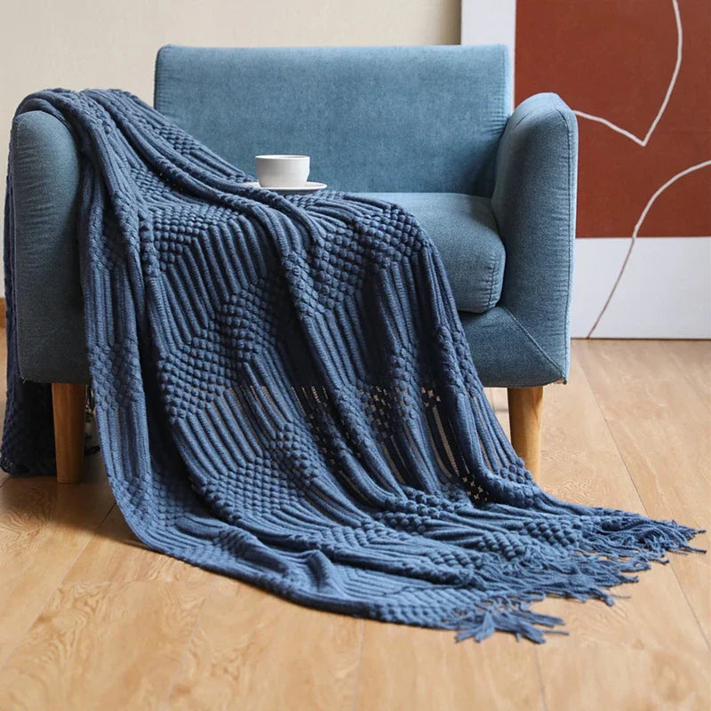 BohoLuxe | Couverture Tricotée Texturée Vintage pour Sofa