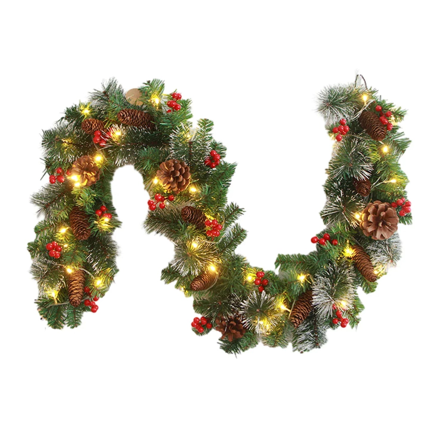 NoëlBerry | Guirlande de Noël avec Pommes de Pin et Baies Rouges – Déco Traditionnelle Réutilisable