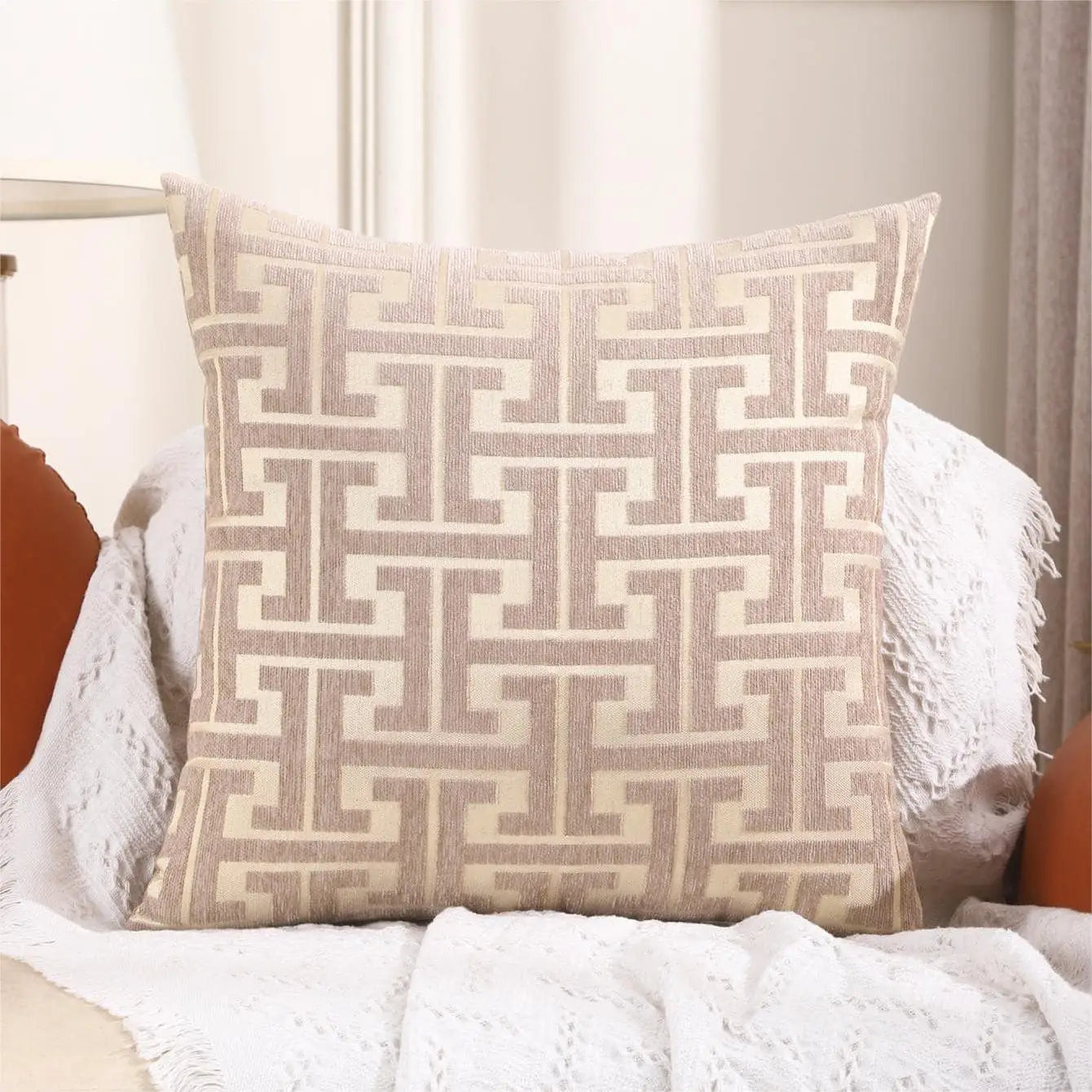CountryCharm | Housse de Coussin Rayée pour Salon et Canapé – Style Campagne Chic