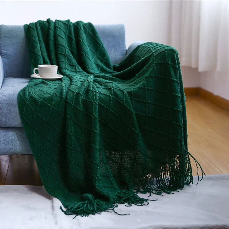 BohoLuxe | Couverture Tricotée Texturée Vintage pour Sofa