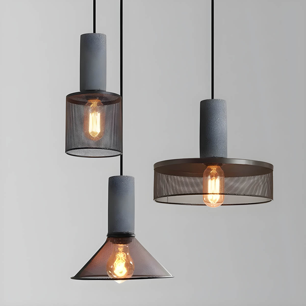 FERROX | Suspension Industrielle – Béton & Fer – LED avec Douille E27