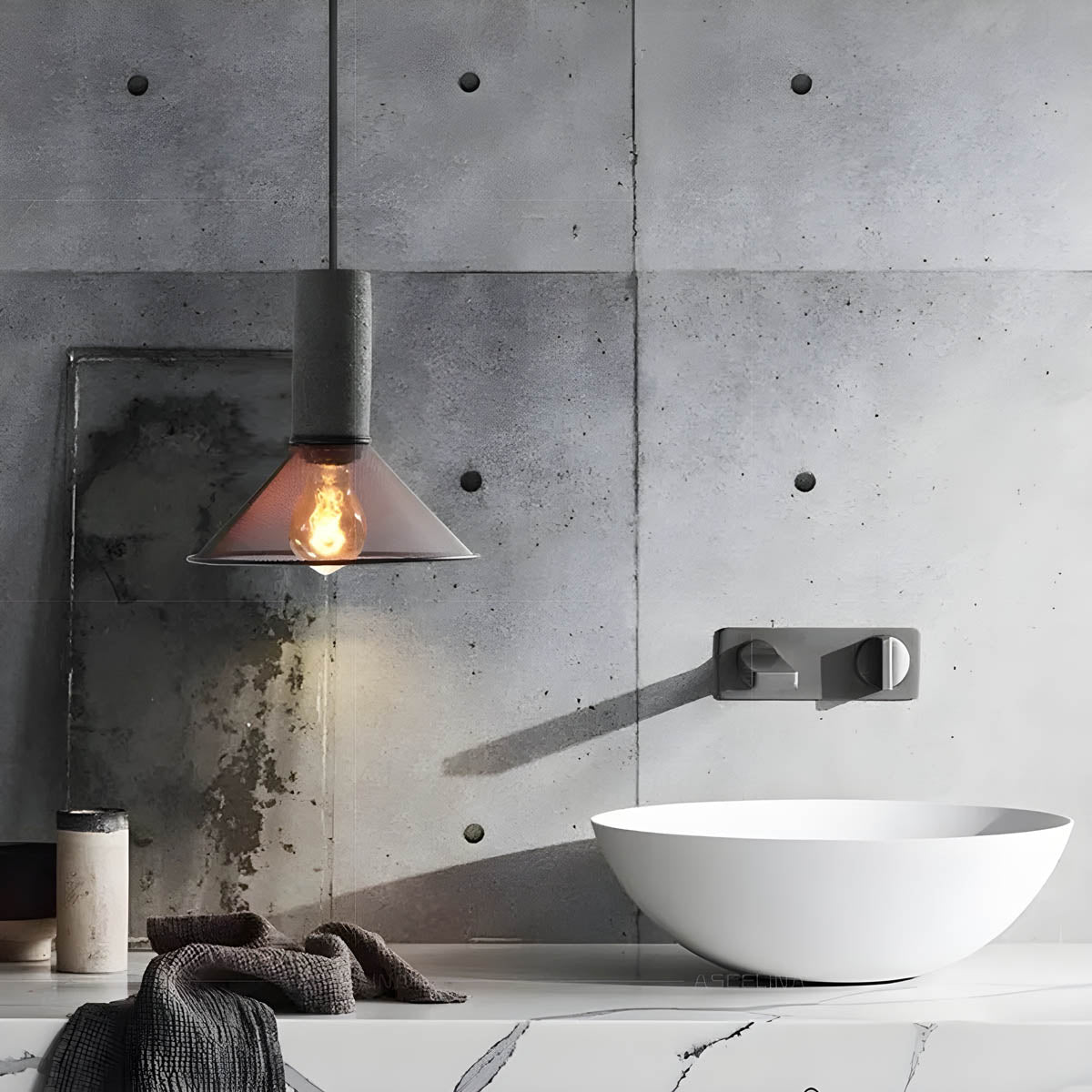 FERROX | Suspension Industrielle – Béton & Fer – LED avec Douille E27