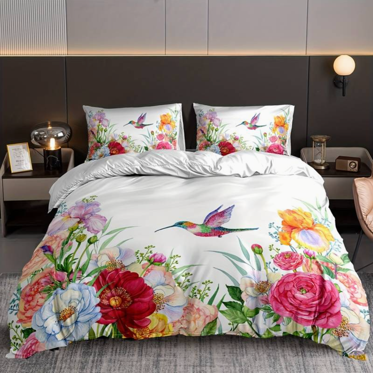 ColorBloom – Couette Fleurie avec Taies d’Oreiller
