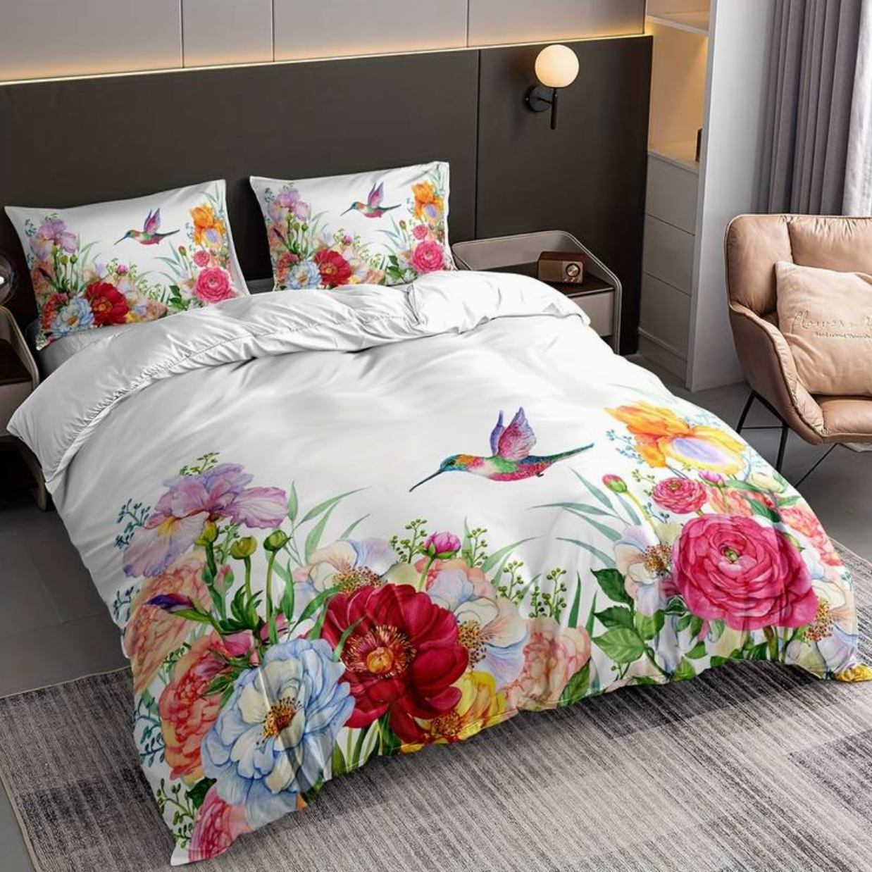 ColorBloom – Couette Fleurie avec Taies d’Oreiller
