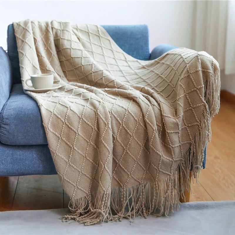 BohoLuxe | Couverture Tricotée Texturée Vintage pour Sofa