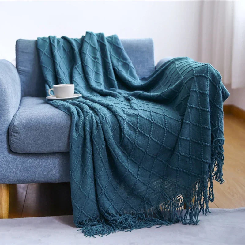 BohoLuxe | Couverture Tricotée Texturée Vintage pour Sofa