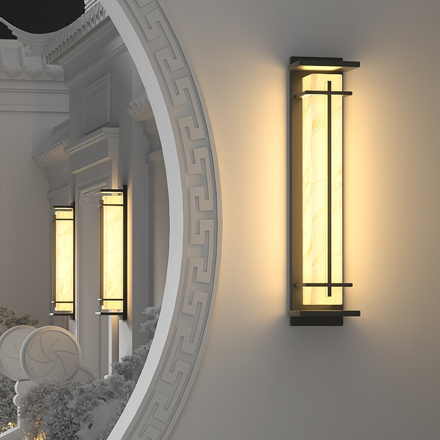 STRAVO | Applique Murale d’Extérieur – Acier Inoxydable & Marbre – LED Intégrée – IP65 – 3 Tailles & Couleurs