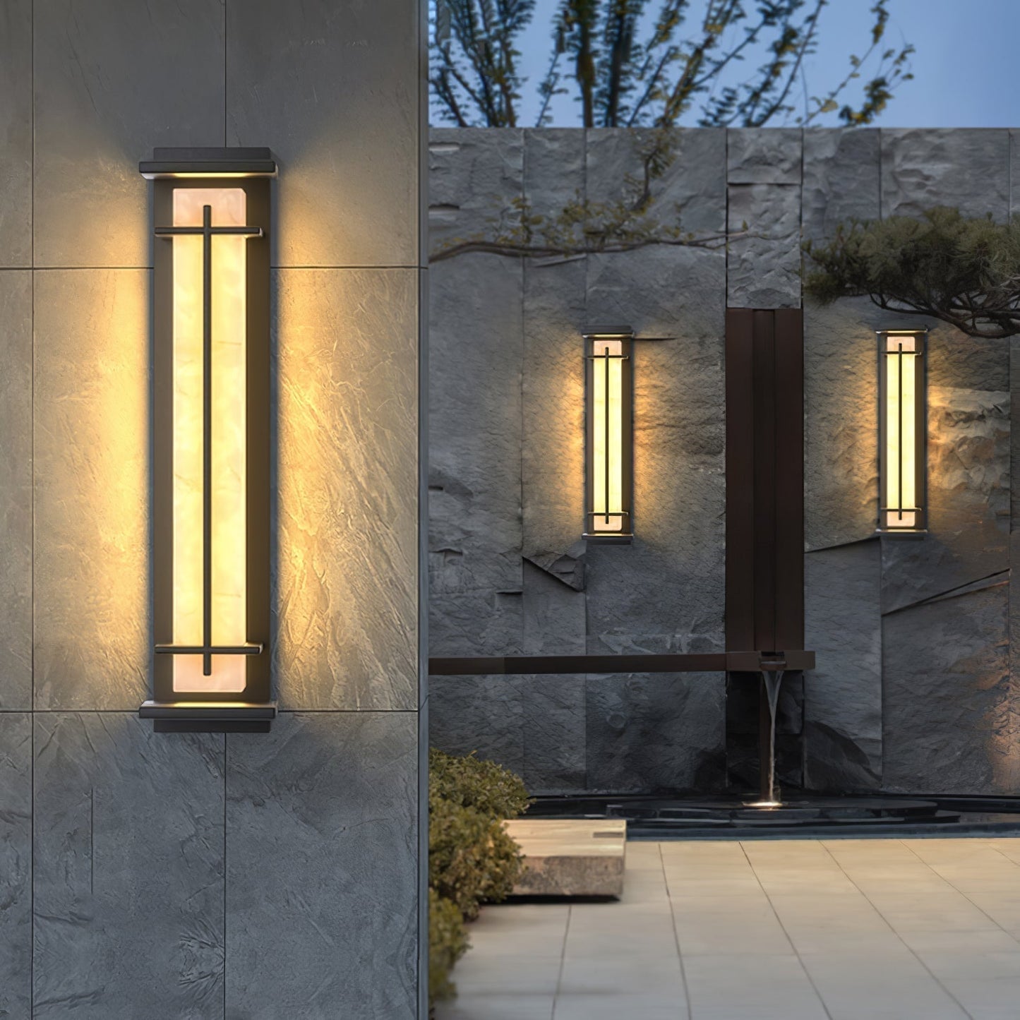 STRAVO | Applique Murale d’Extérieur – Acier Inoxydable & Marbre – LED Intégrée – IP65 – 3 Tailles & Couleurs