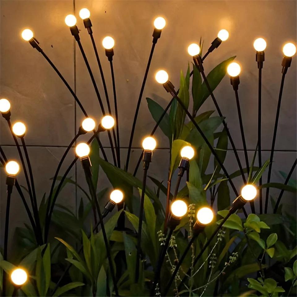 LUNAVIA – Lampes Solaires de Jardin à LED – Effet Lucioles – Tiges Flexibles – Lumière Blanche Chaude – IP65