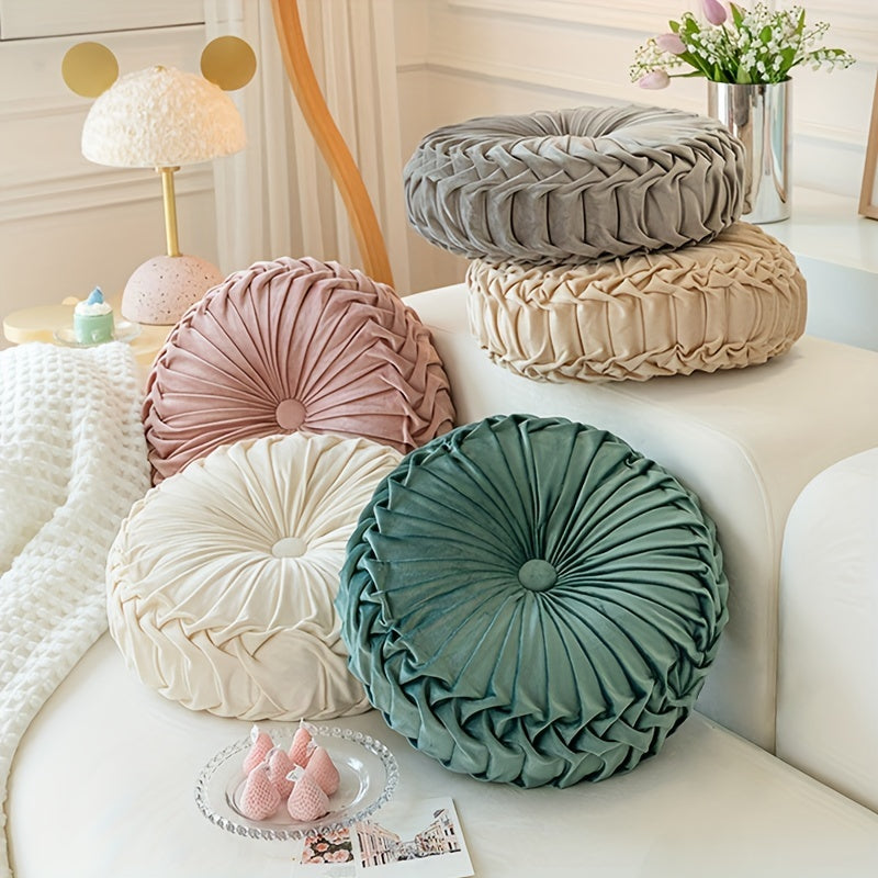 CitrouVelours | Coussin Rond en Velours Doux pour Salon et Bureau