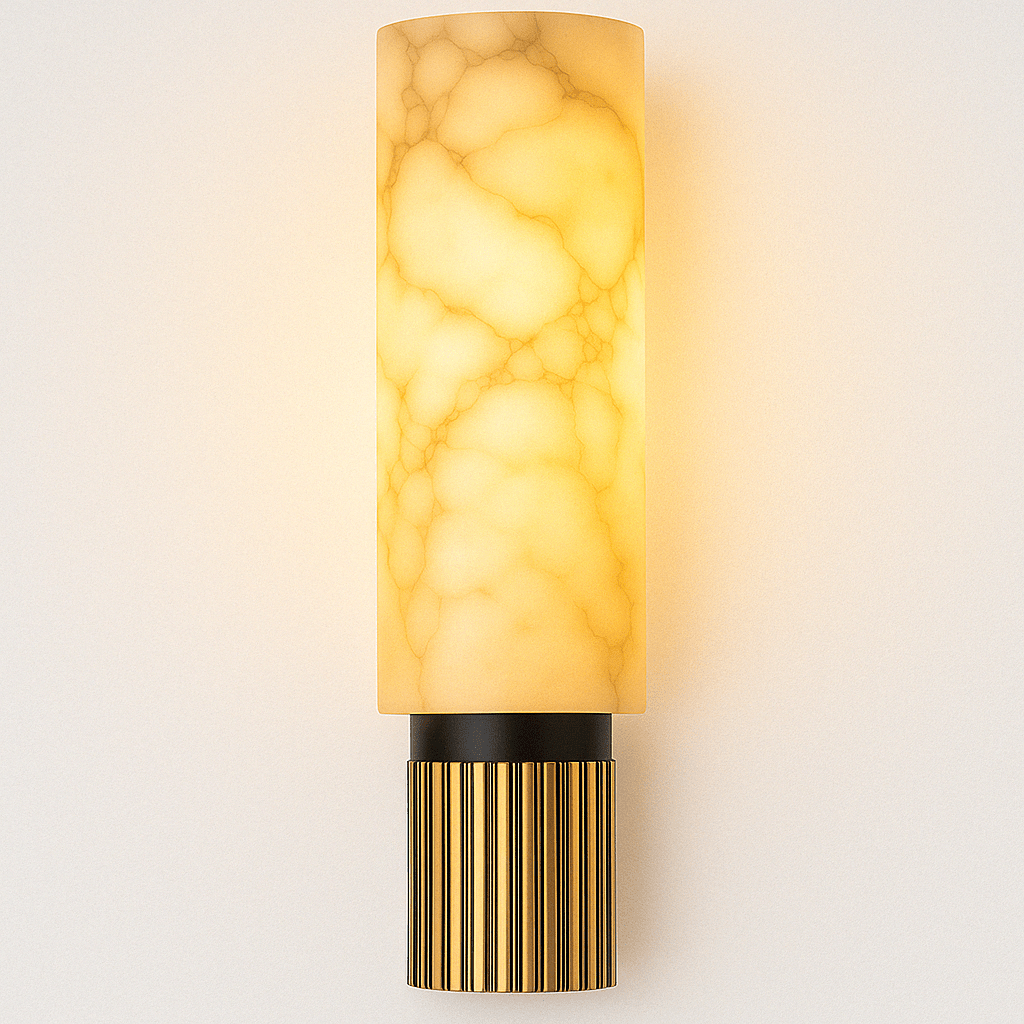 Ansu – Applique Murale en Marbre d'Albâtre | Éclairage LED Haut de Gamme | 37 cm de Hauteur