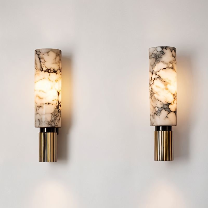 Ansu – Applique Murale en Marbre d'Albâtre | Éclairage LED Haut de Gamme | 37 cm de Hauteur
