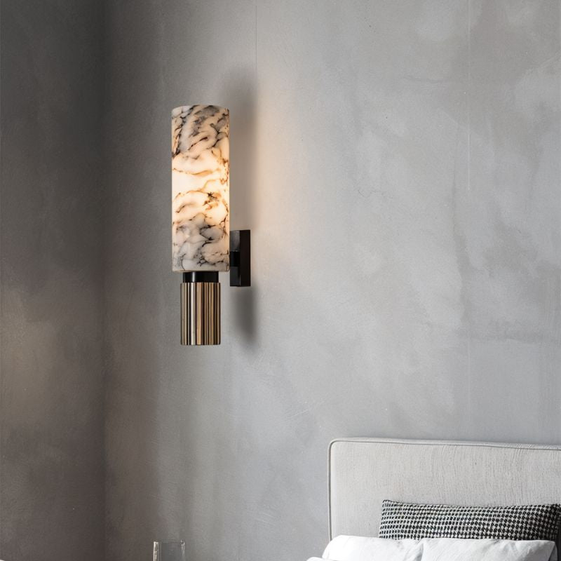 Ansu – Applique Murale en Marbre d'Albâtre | Éclairage LED Haut de Gamme | 37 cm de Hauteur