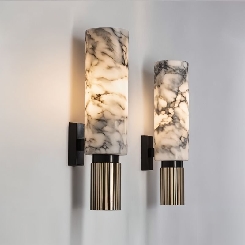 Ansu – Applique Murale en Marbre d'Albâtre | Éclairage LED Haut de Gamme | 37 cm de Hauteur