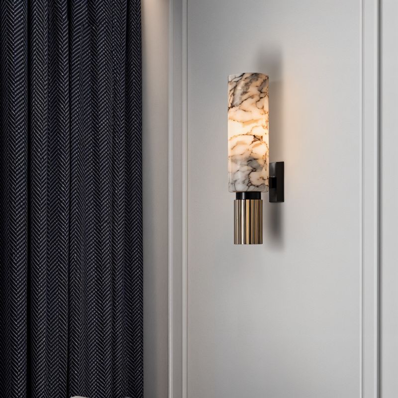 Ansu – Applique Murale en Marbre d'Albâtre | Éclairage LED Haut de Gamme | 37 cm de Hauteur