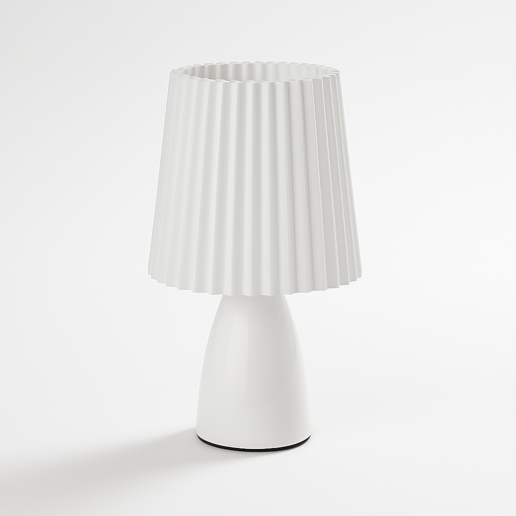 Apollo – Lampe de Table Design Mid-Century avec Abat-jour Plissé | LED à 3 Tons