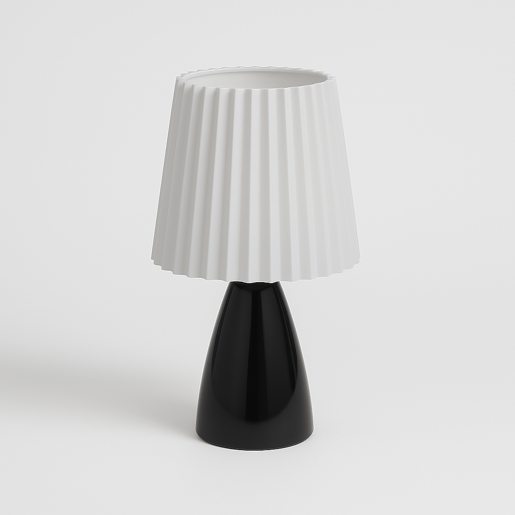 Apollo – Lampe de Table Design Mid-Century avec Abat-jour Plissé | LED à 3 Tons