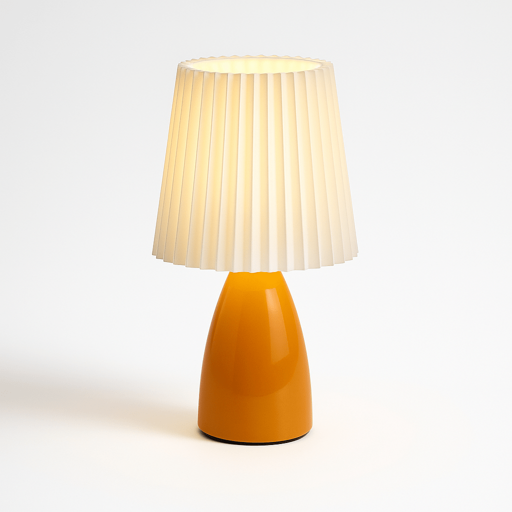 Apollo – Lampe de Table Design Mid-Century avec Abat-jour Plissé | LED à 3 Tons