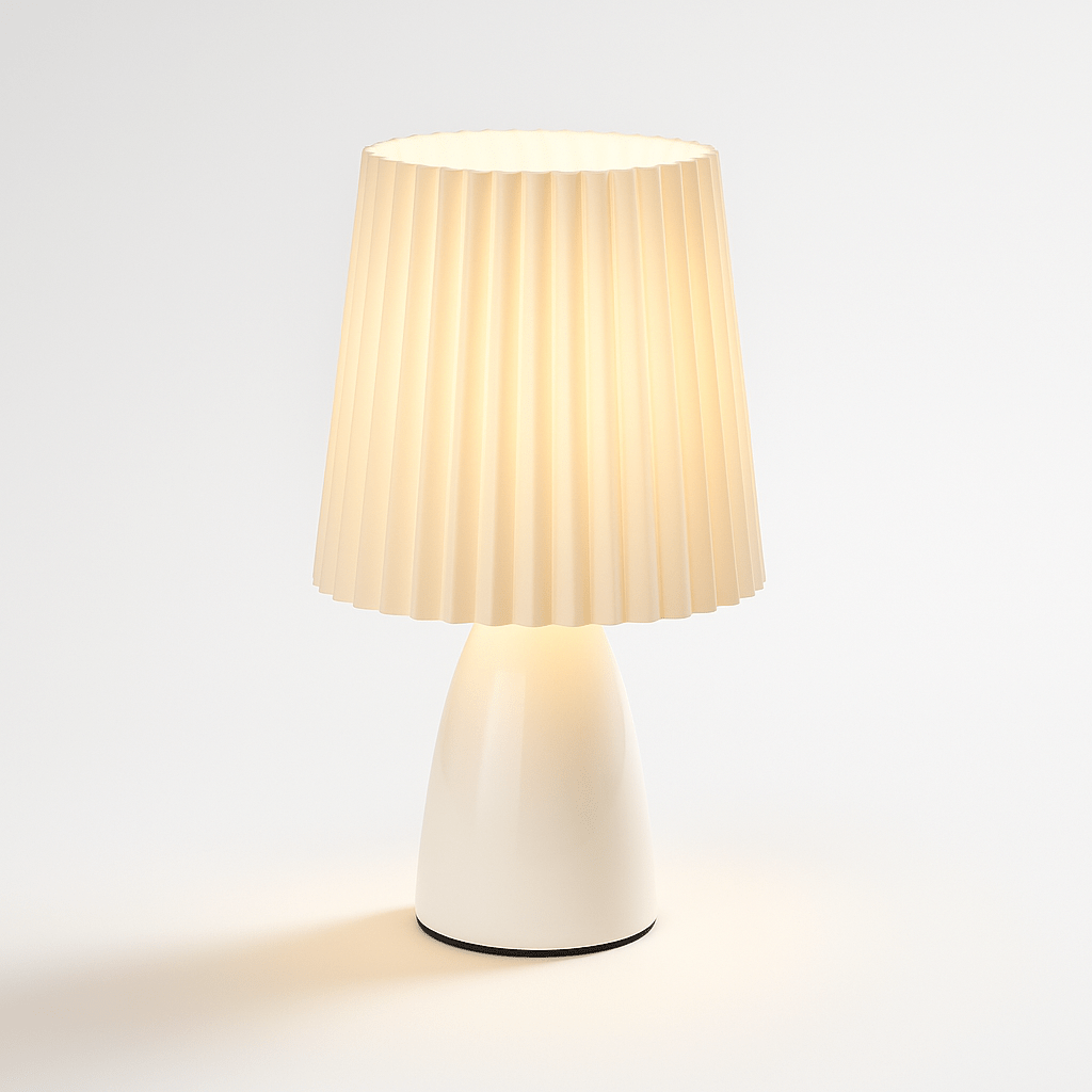 Apollo – Lampe de Table Design Mid-Century avec Abat-jour Plissé | LED à 3 Tons