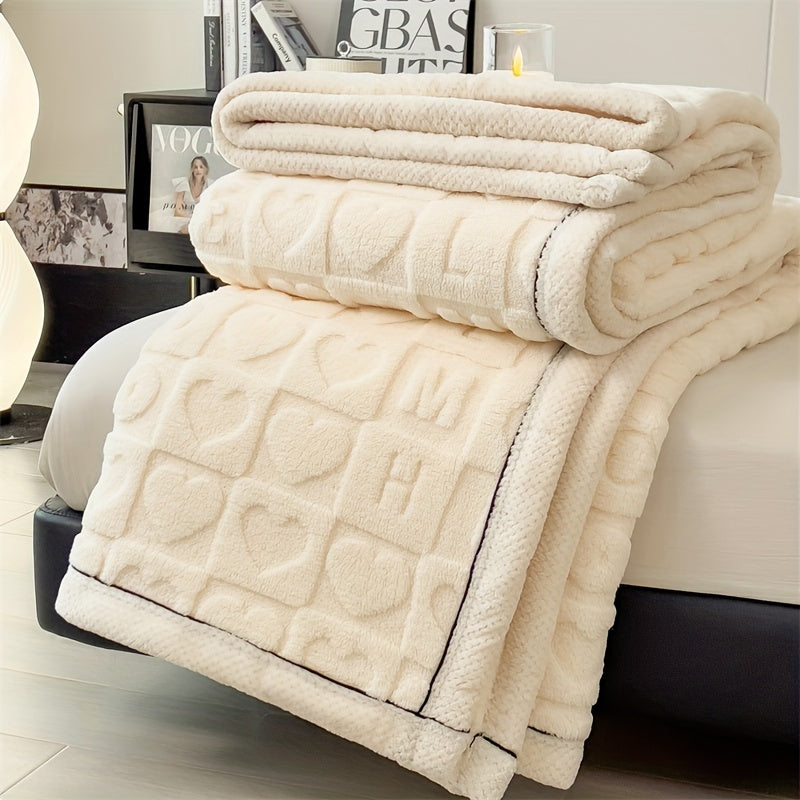 CozyCoral | Plaid en Fleece Ultra Doux à Motif Cœur