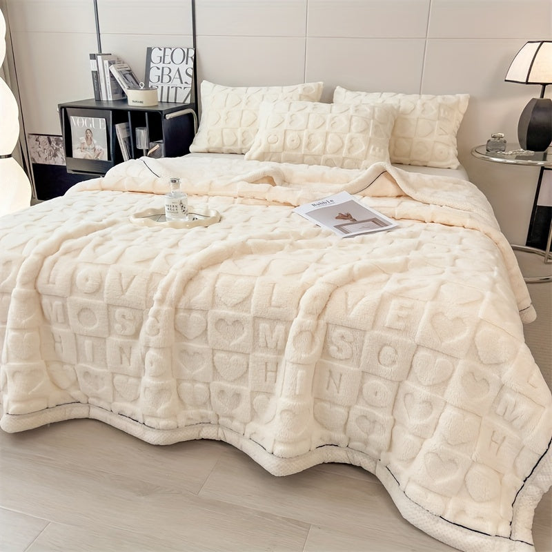 CozyCoral | Plaid en Fleece Ultra Doux à Motif Cœur