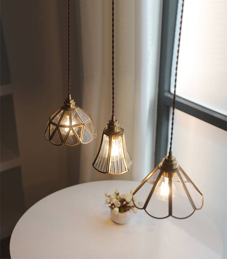 LustreVerre - Lampe Suspendue en Laiton