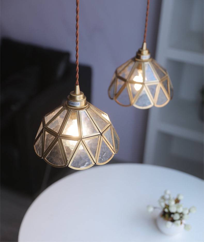 LustreVerre - Lampe Suspendue en Laiton