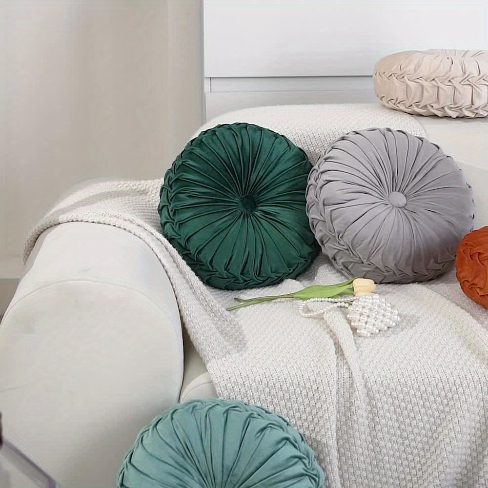 CitrouVelours | Coussin Rond en Velours Doux pour Salon et Bureau