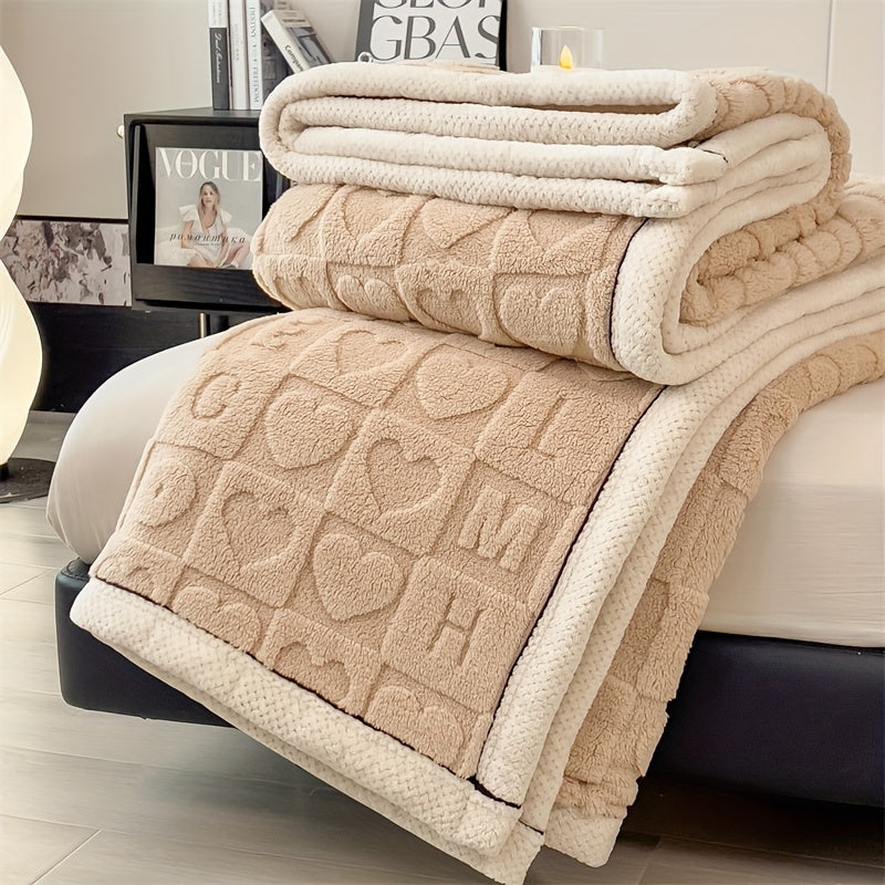 CozyCoral | Plaid en Fleece Ultra Doux à Motif Cœur