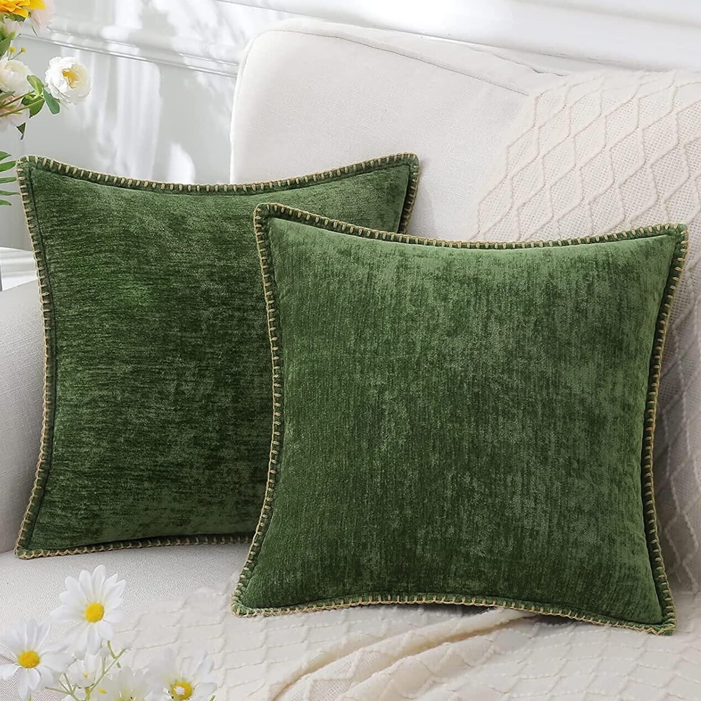 Omvia – Housse de Coussin en Chenille | Ultra Douce & Élégante | 40 à 60 cm