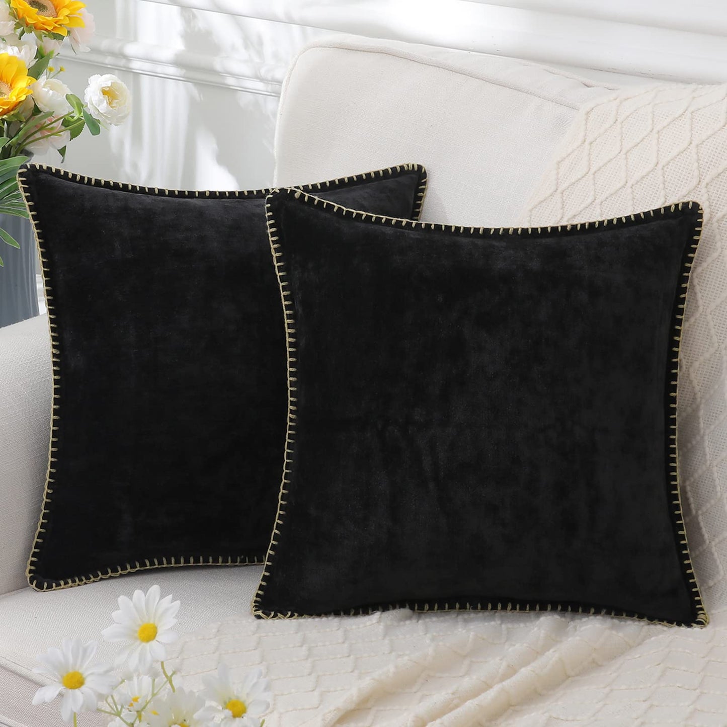 Omvia – Housse de Coussin en Chenille | Ultra Douce & Élégante | 40 à 60 cm