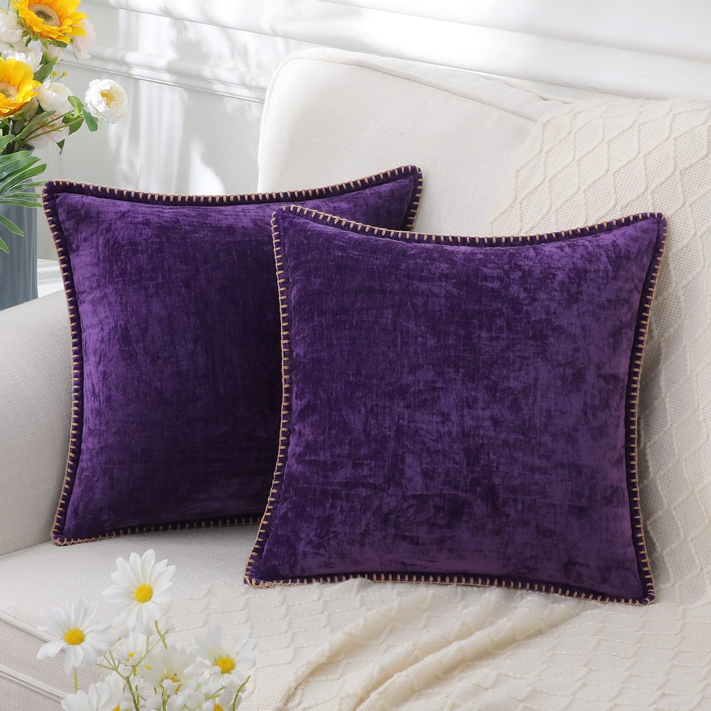 Omvia – Housse de Coussin en Chenille | Ultra Douce & Élégante | 40 à 60 cm
