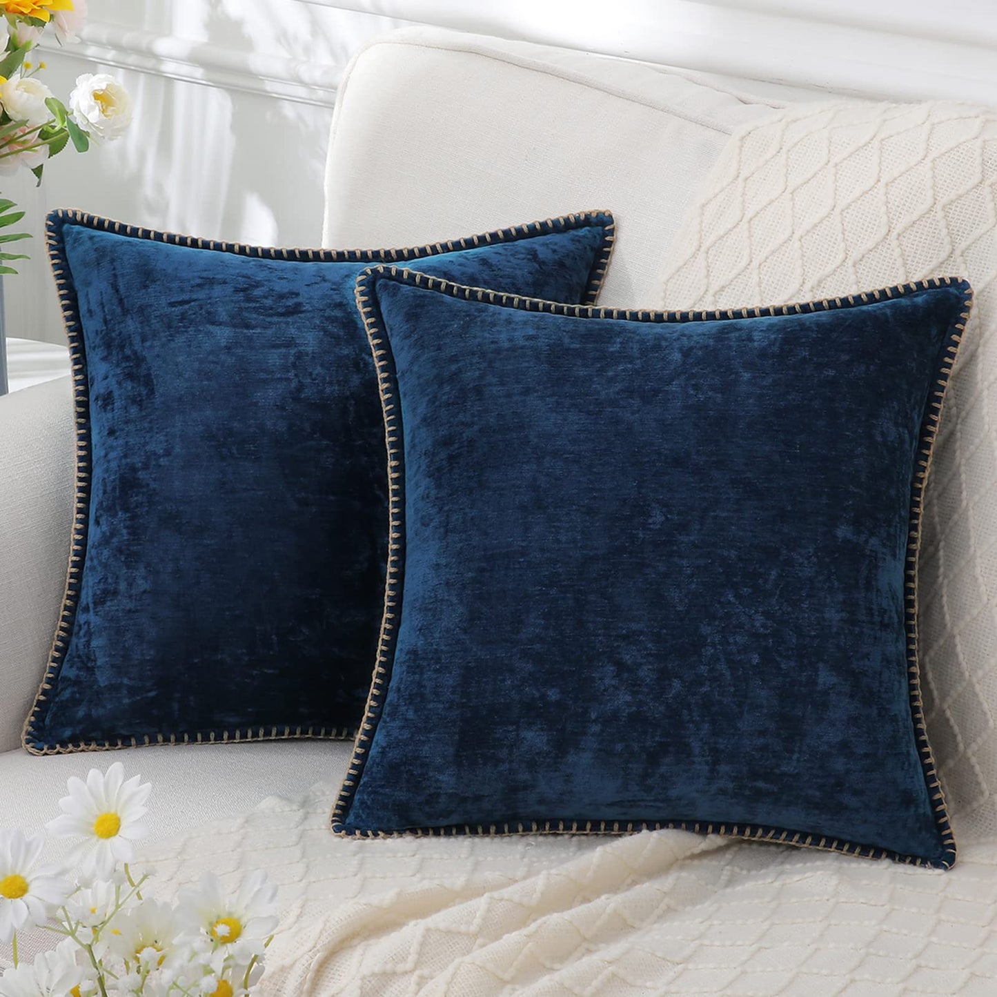 Omvia – Housse de Coussin en Chenille | Ultra Douce & Élégante | 40 à 60 cm