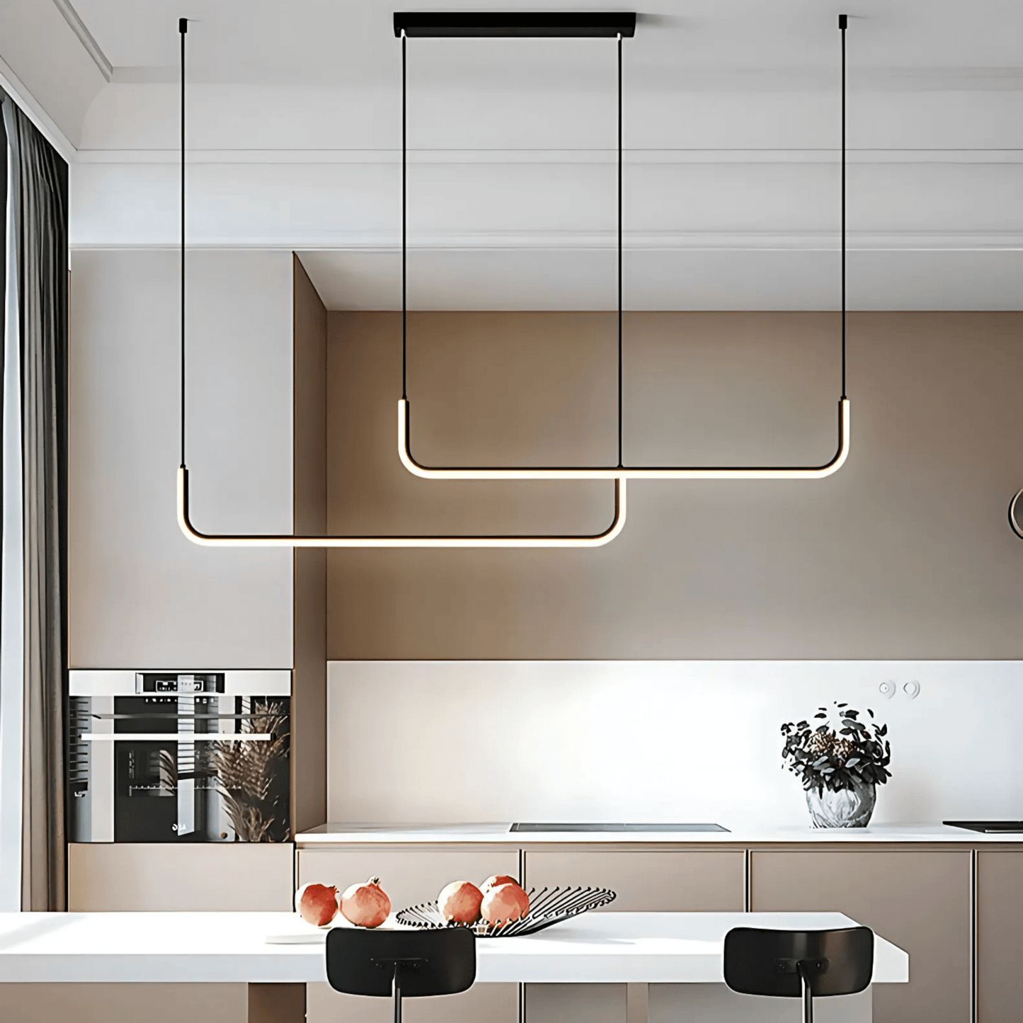 Lumivault | Suspension Moderne – Noir ou Doré – LED Dimmable – Pour Salle à Manger ou Cuisine