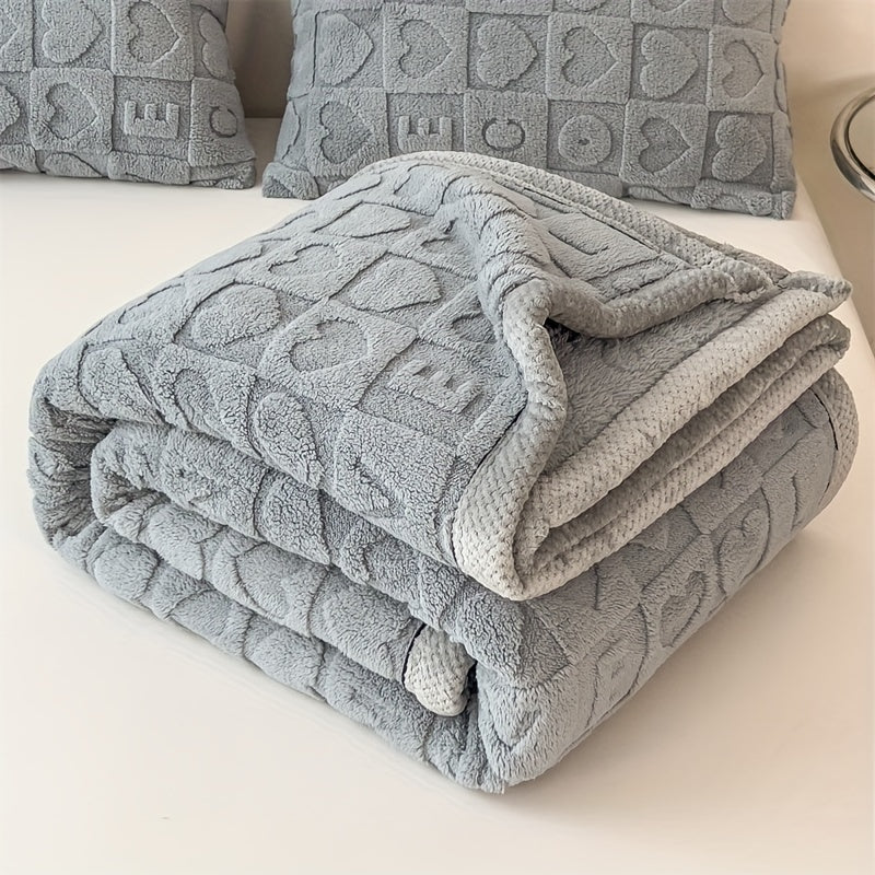 CozyCoral | Plaid en Fleece Ultra Doux à Motif Cœur