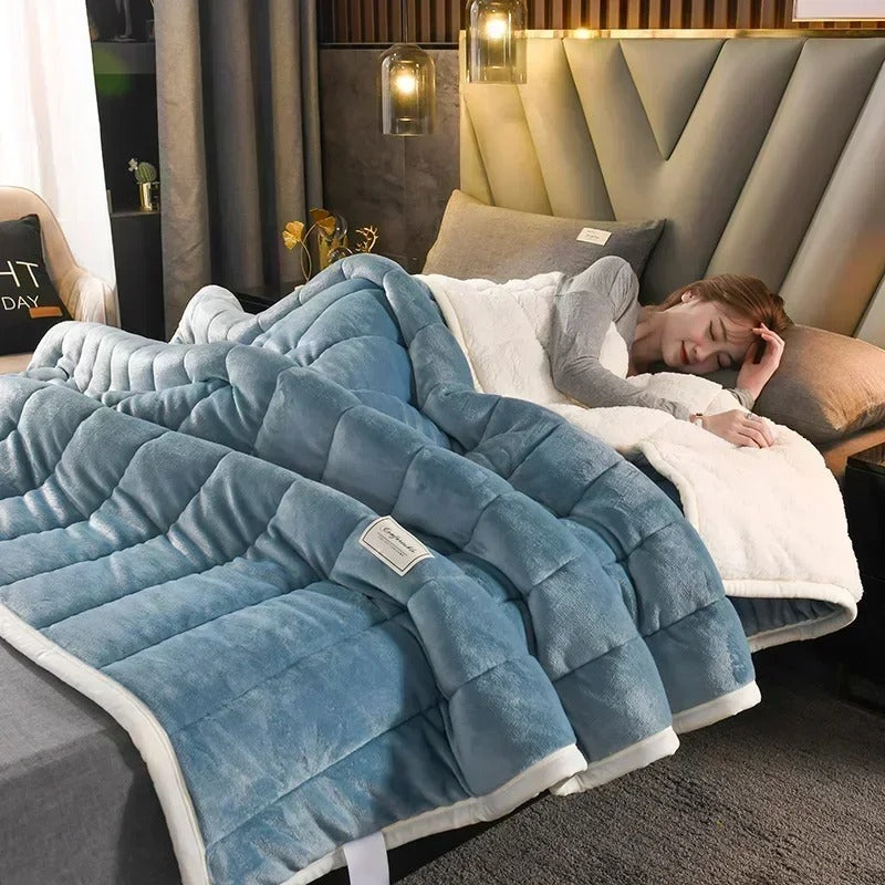 Couverture Chaude en Polaire Corail | Édition Automne & Hiver | 3 Couches Ultra Douces