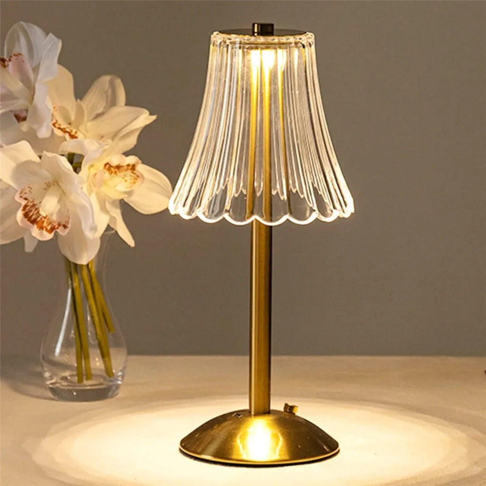 Lampe de bureau rechargeable en cristal - Douce pour les yeux et dimmable