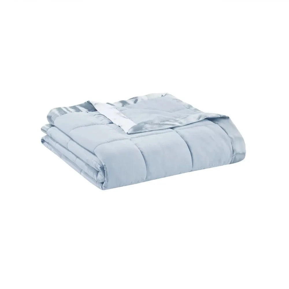 Couvre-lit en Bleu Prospect – Alternative Légère en Duvet avec Bord Satiné