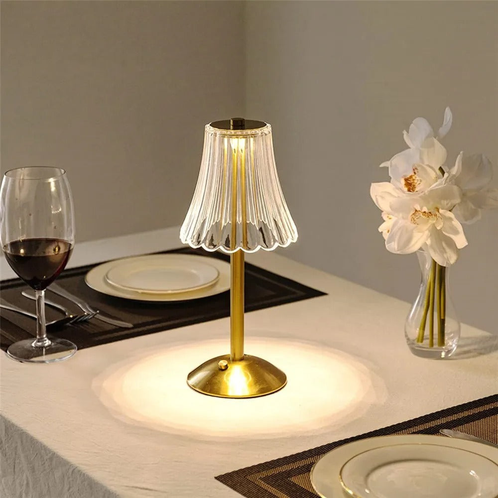 Lampe de bureau rechargeable en cristal - Douce pour les yeux et dimmable