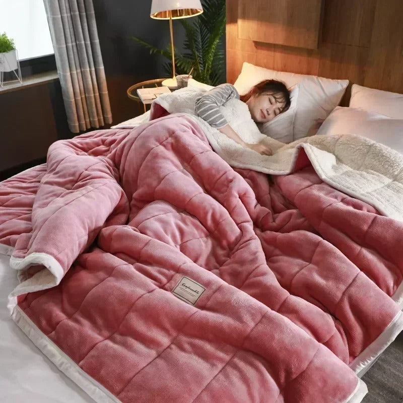Couverture Chaude en Polaire Corail | Édition Automne & Hiver | 3 Couches Ultra Douces