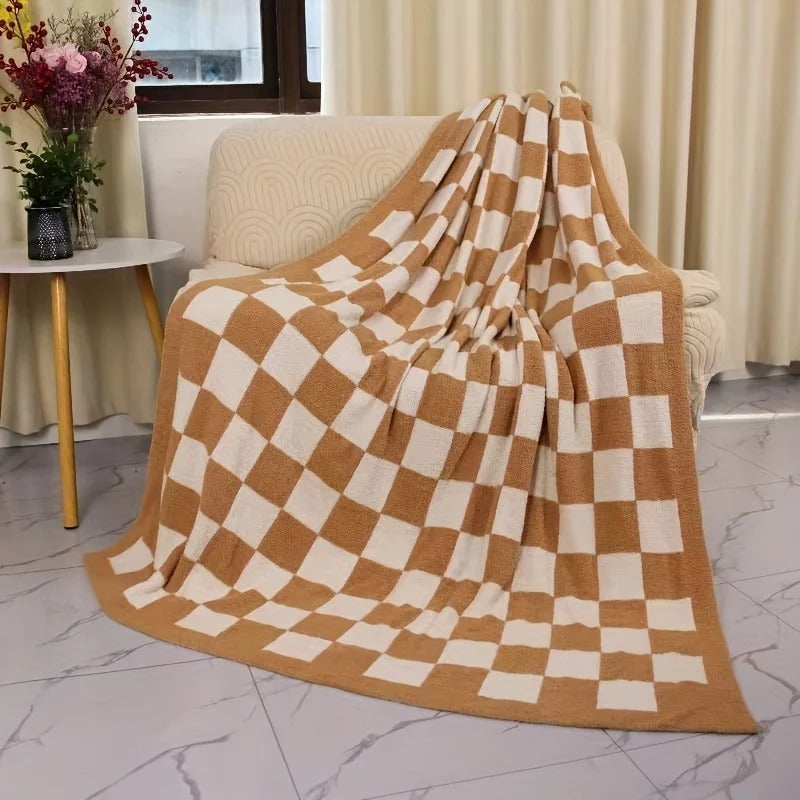 Couverture à Carreaux | Ultra Douce & Réversible | Pour Canapés, Camping et Plus