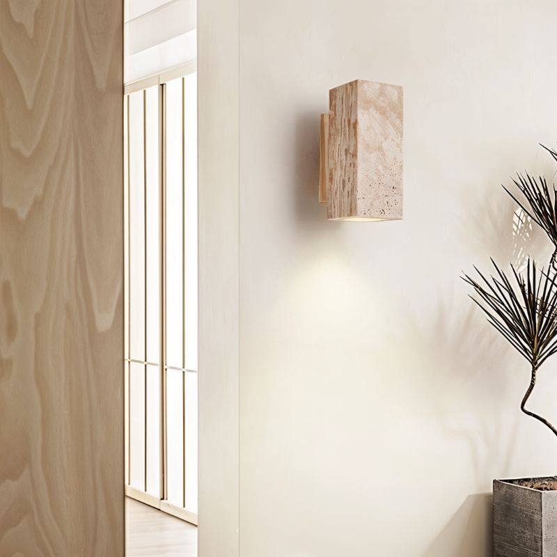 Travilo – Applique Murale en Travertin | Design Moderne | Lumière LED Chaude
