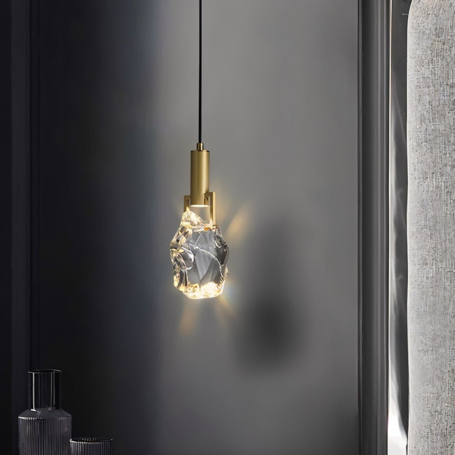 Natalia – Suspension Dorée avec Cristal | Éclairage LED de Luxe | Hauteur 28 cm