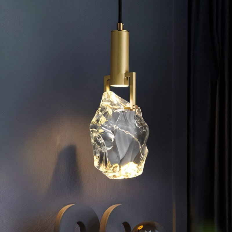 Natalia – Suspension Dorée avec Cristal | Éclairage LED de Luxe | Hauteur 28 cm
