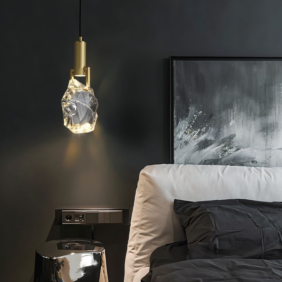 Natalia – Suspension Dorée avec Cristal | Éclairage LED de Luxe | Hauteur 28 cm