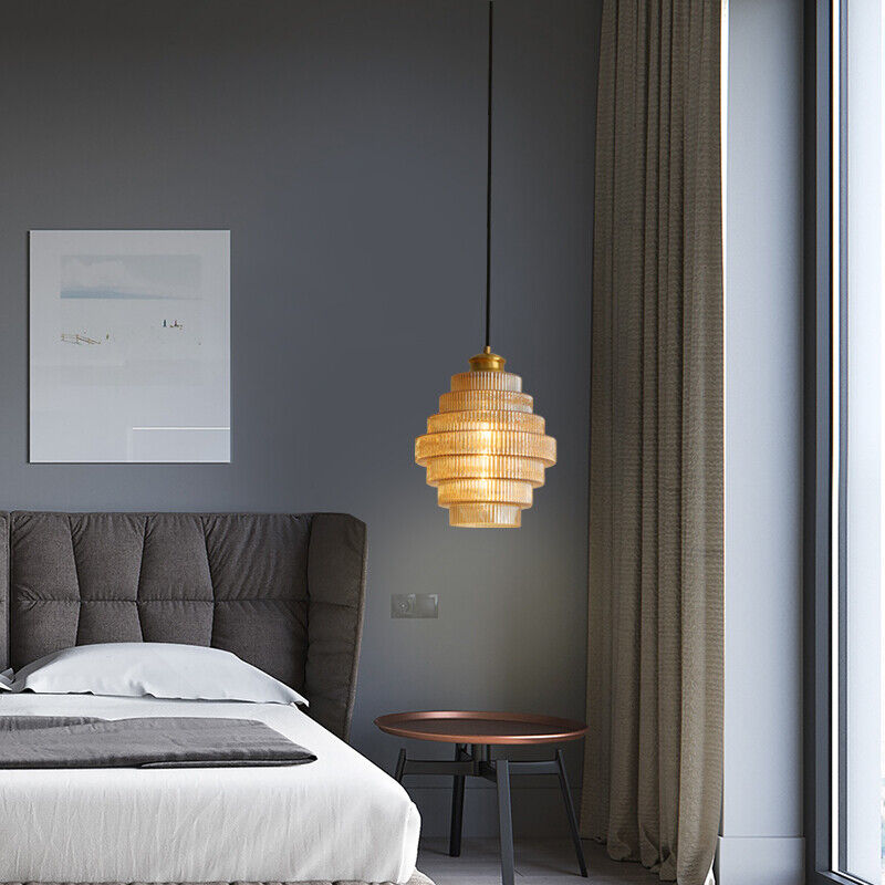 Lampe Suspendue en Verre et Laiton en Forme de Bouteille