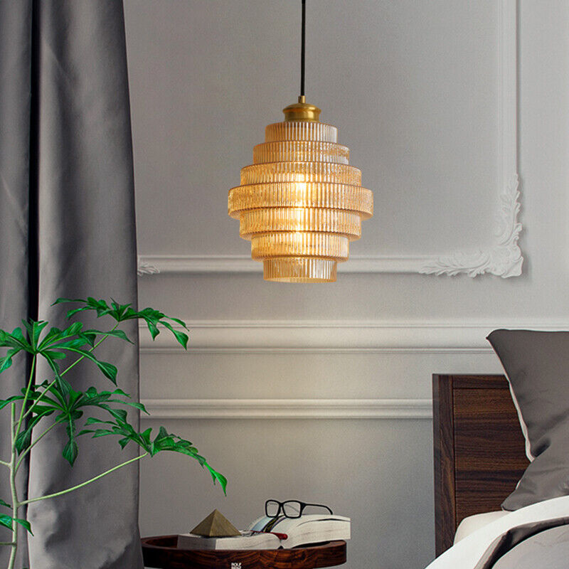 Lampe Suspendue en Verre et Laiton en Forme de Bouteille