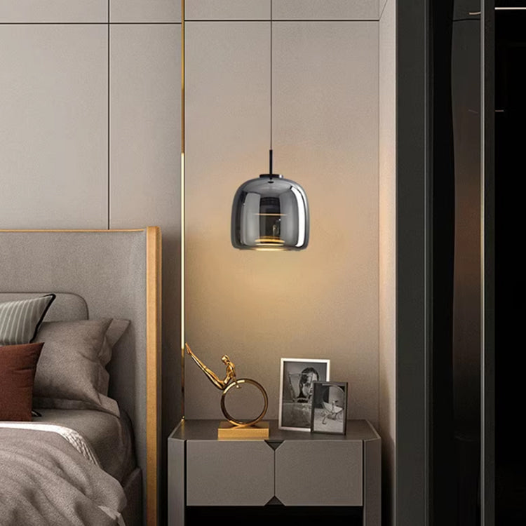 NORULA – Suspension Scandinave en Verre Transparent et Métal Noir – Douille E27