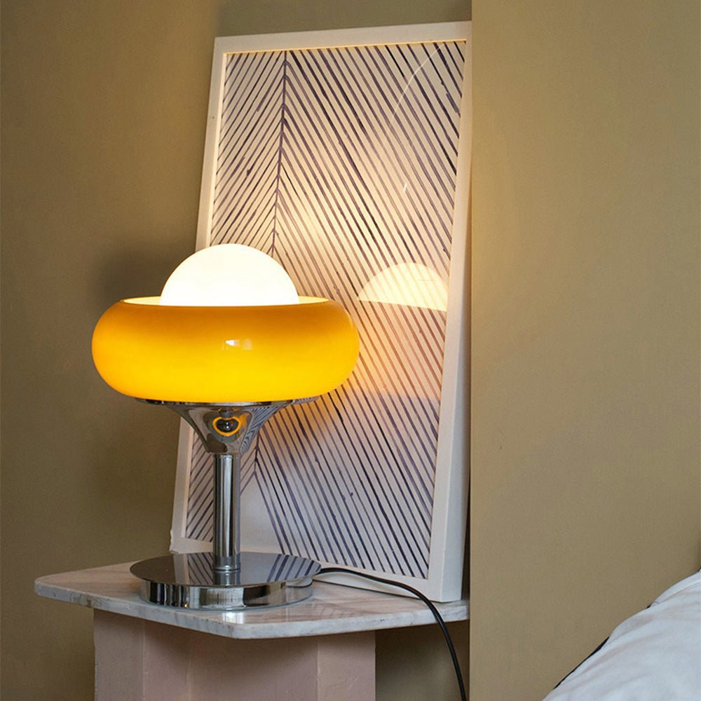 FormaGiallo | Lampe de Table Jaune Élégante en Verre – Style Bauhaus